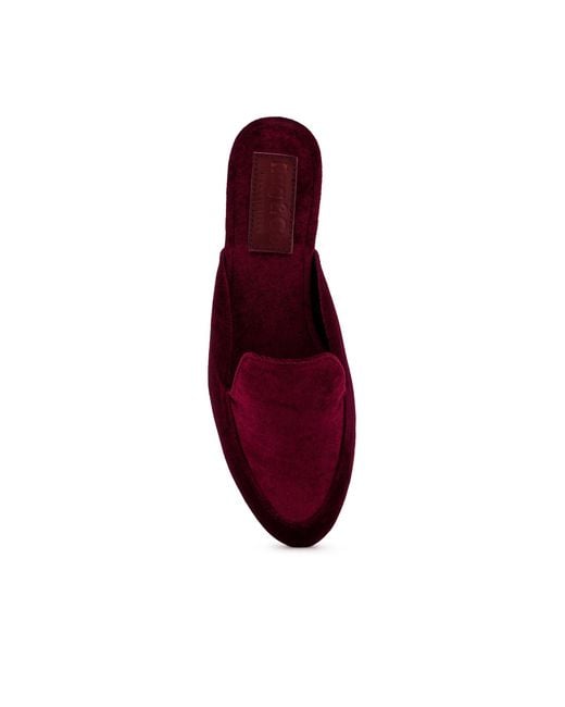 Rag & Co Red Batiste Velvet Handcrafted Mules