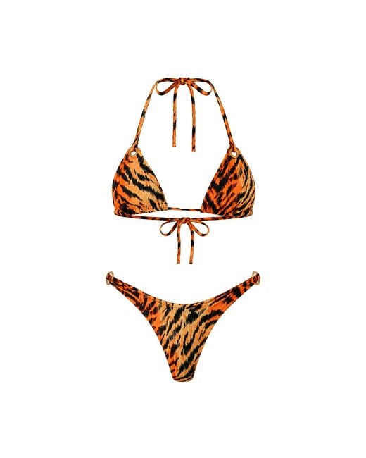 Maui X Lolita White Neutrals Talia Tiger Print Triangle Bikini