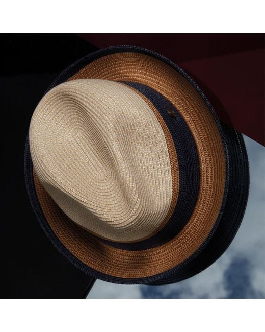 Dasmarca Hats White Neutrals Dasmarca Verona Ivory Lightweight Summer Two Tone Straw Fedora Hat For And for men