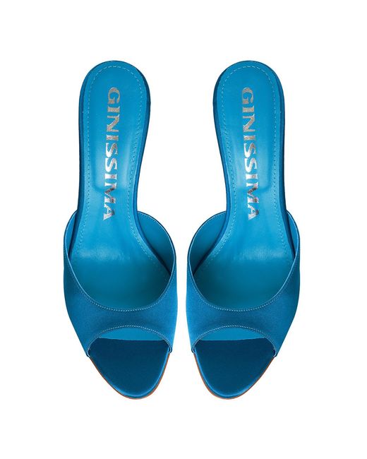 Ginissima Blue Vicky Satin, Round Toe, Petrol
