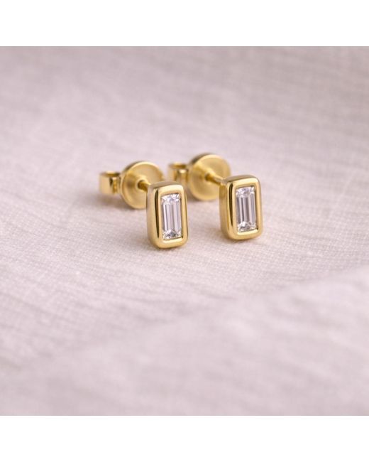 Lily Flo Jewellery Metallic Baguette Diamond Stud Earrings