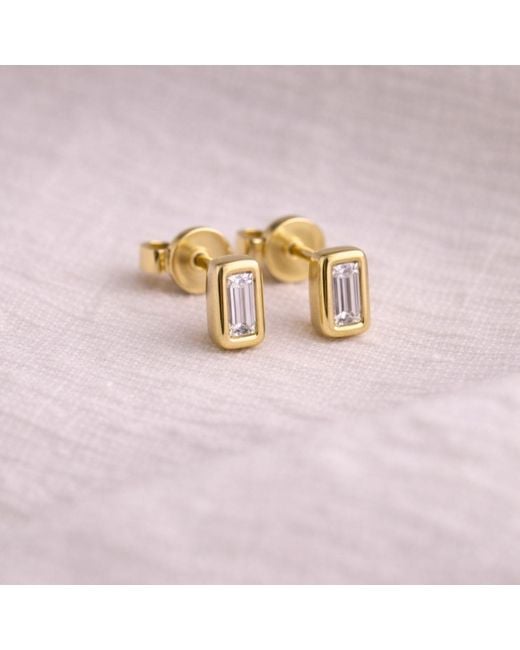 Lily Flo Jewellery Metallic Baguette Diamond Stud Earrings
