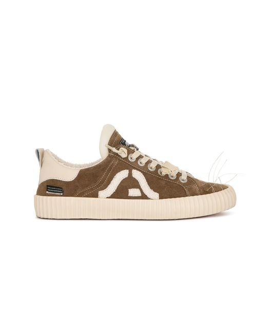Springa | Unique Vulcanized Sneakers Italian Handmade Natural Wavy Suede Taupe Embroidery Sneakers for men