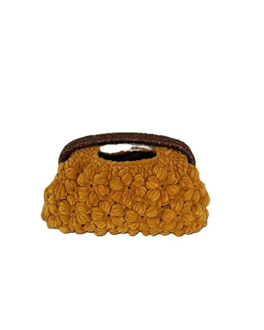 Springmoonatelier Brown Handmade Mustard Velvet Handbag – Soft, Elegant & Chic
