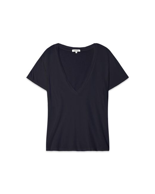 NOEND Blue Supima Cotton Deep V Neck Tee