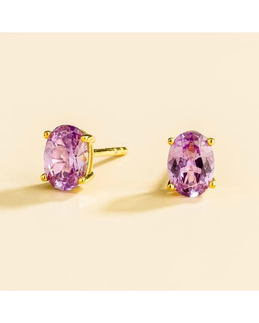 Juvetti Pink Ovo Earrings Set With Sapphire