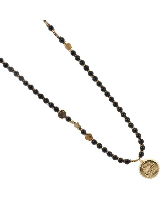 Ebru Jewelry Metallic Be Free Onyx Beaded Long Necklace