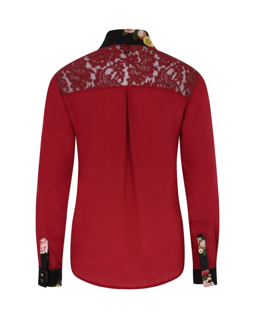Sophie Cameron Davies Red Burgundy Classic Silk Shirt
