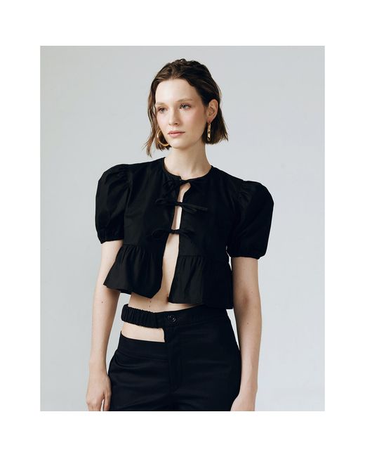 Ats the Label Black Neutrals Flair Ribbon Crop Top