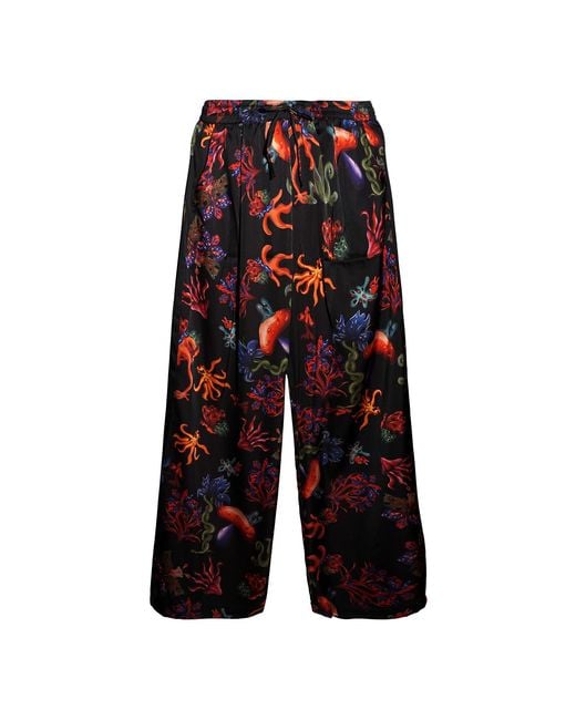 Janara Jones Black Psycho Mushrooms Satin Trousers