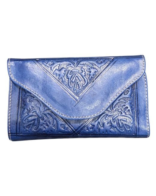 Berber Leather Blue Small Leather Tri-Fold Purse