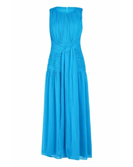 Rose & Nancy Blue Amy Drape Tie Waist Maxi Dress