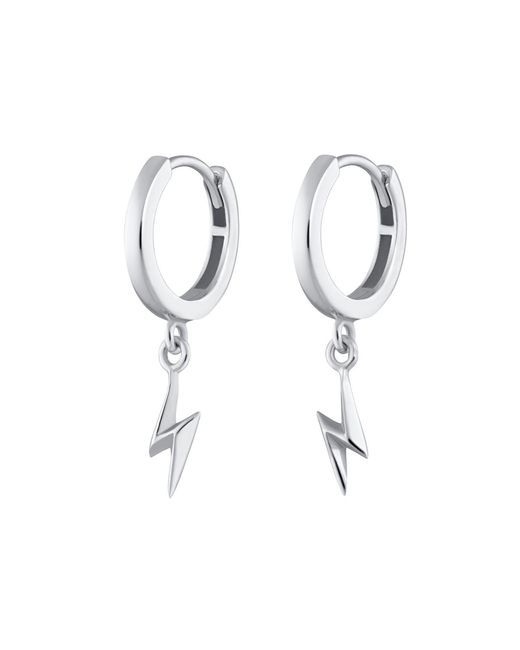 Scream Pretty White Lightning Bolt Charm Hoop Earrings