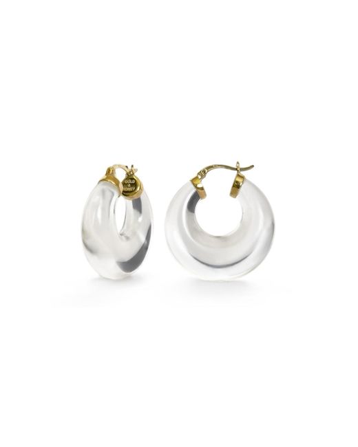 Gold & Honey Metallic Clear Chunky Graduated Lucite Hoop Earrings
