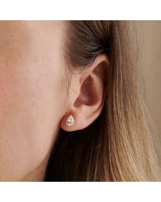 Posh Totty Designs Metallic Teardrop Gold Stud Earrings With Cubic Zirconia