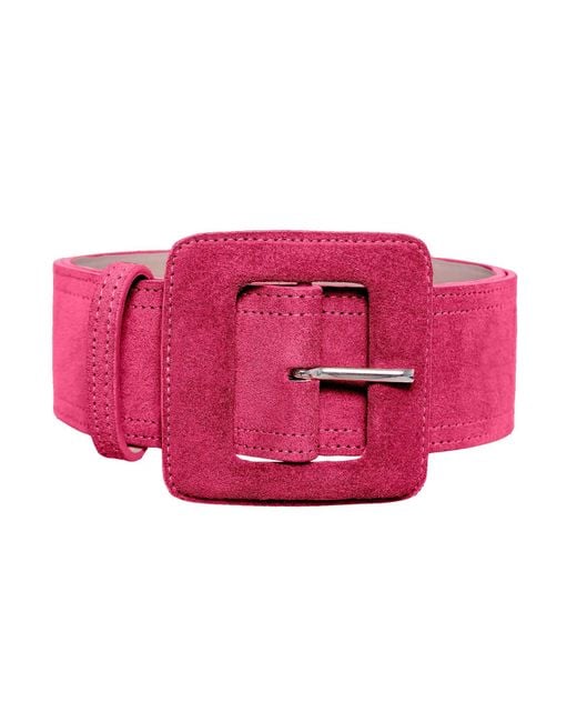 BeltBe Pink Suede Square Buckle Belt