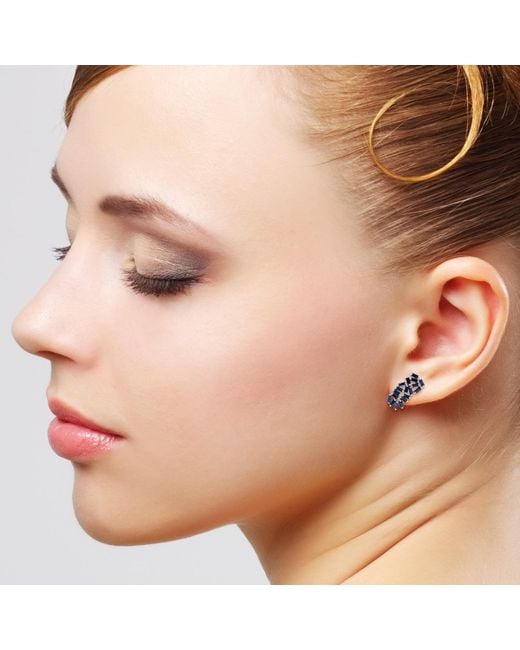 Artisan Blue Sapphire Baguette Cluster Earrings