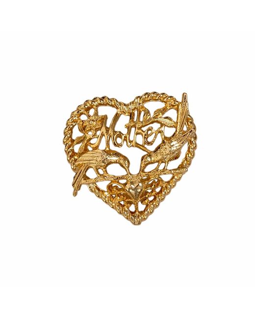 Caramel Vintage Jewellery Metallic Exclusive Vintage Mother's Day Plated Heart Brooch