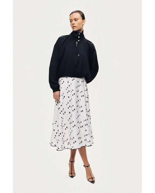 Nocturne Black High-Neck Gathered Jacket