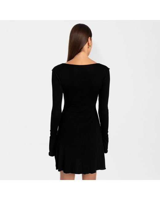 Mandragora Black Viscose Dress With Neckline And Decorative Details – Chloe