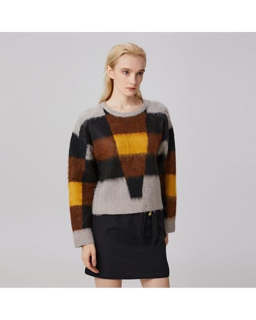 Smart and Joy Black Check Pattern Oversize Jumper