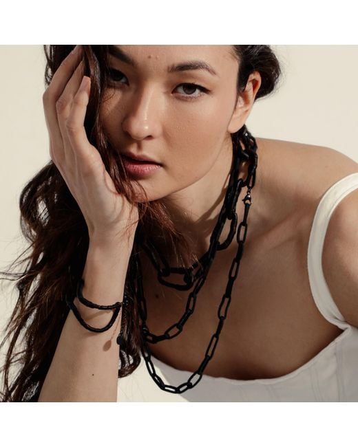 WAIWAI Black Multifunctional Leather Chain Necklace