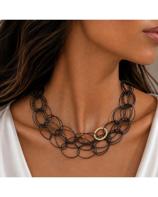 Persia Dona Jewelry Black Italian Oval Necklace