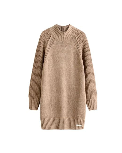 Hortons England Natural Neutrals Banbury Tan High Neck Jumper Dress