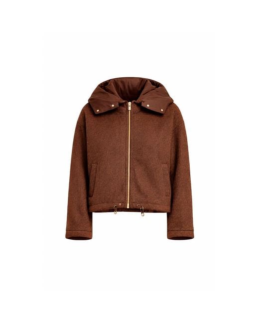 Tantra Spain Sl Brown Short Wool Coat With Detachable Hood And Padded Collar