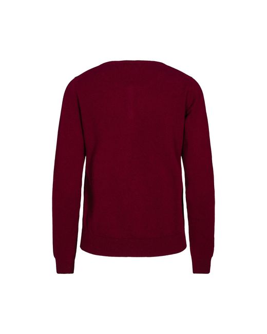 tirillm Purple Emilie Basic Cashmere Cardigan, Deep Burgundy