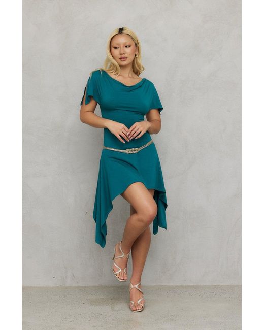 Why Mary Green Athena Asymmetrical Backless Mini Dress