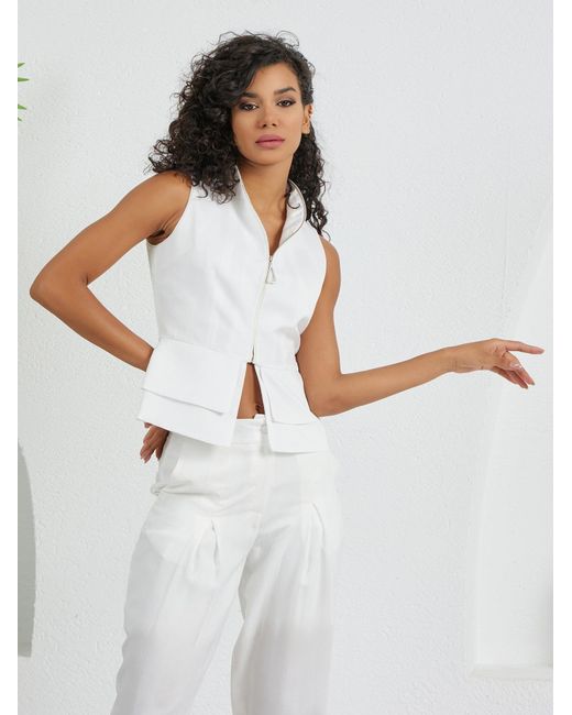 Lumina Eligma White Construct Vest Suit Ensemble