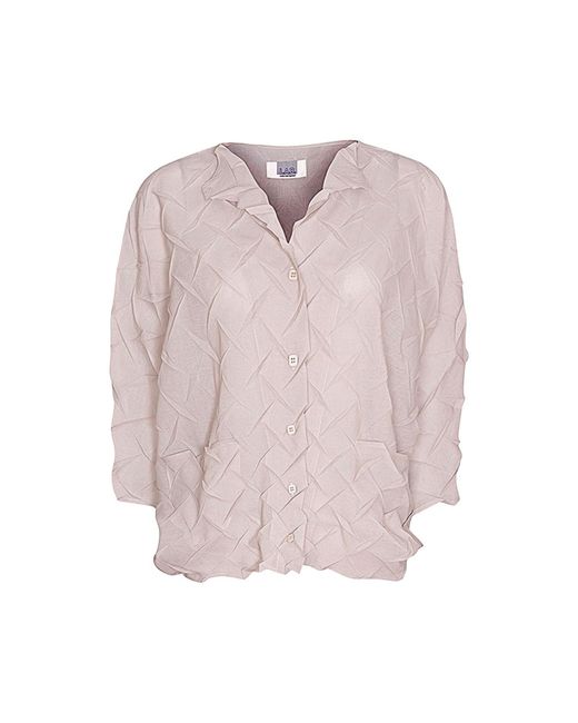 London Atelier Byproduct Pink Neutrals Cream Chevron Pleated Blouse