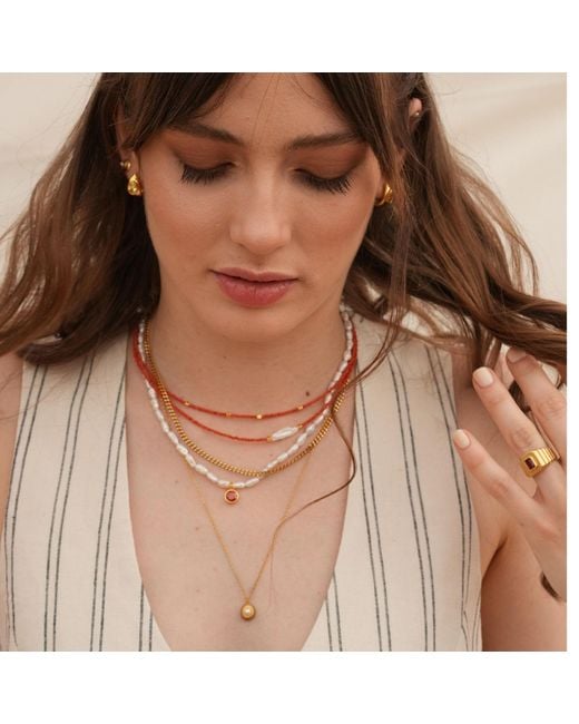 LINYA JEWELLERY Metallic Kely Coral Pearl Necklace