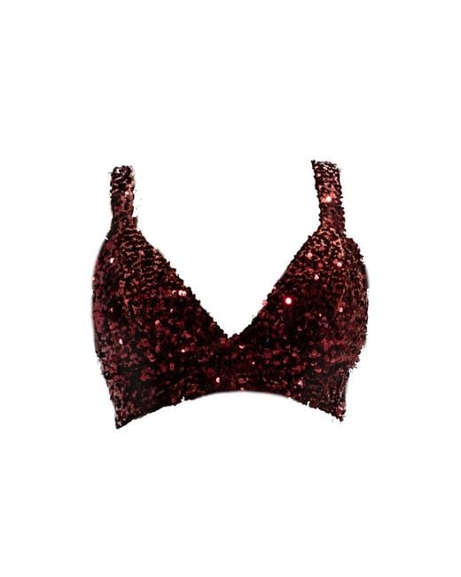 Ofuure Red Liza Sequin Bra Top