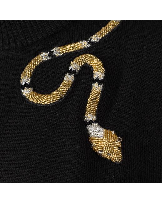 House of Laines London Black Laines Couture Quarter Zip Jumper With Embellished Wrap Snake