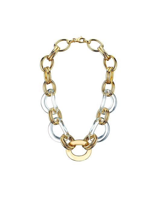 Gold & Honey Metallic Clear And Oversized Link Lucite Necklace