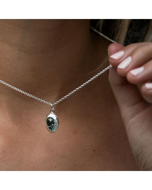 Lily Charmed Metallic Sterling Tiny Celestial Locket Necklace