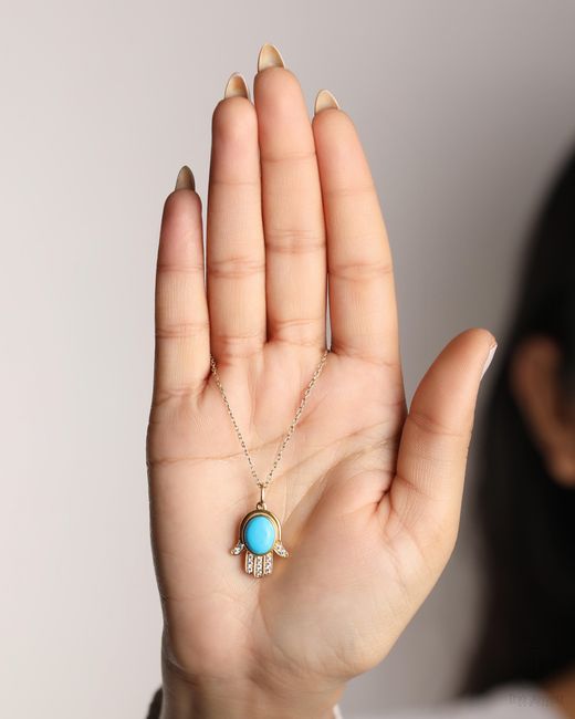 The Jewelz Blue Hamsa Charm Pendant