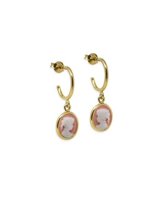 Vintouch Italy Multicolor Plated Mini Cameo Hoop Earrings