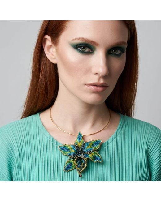 Iliana Arrazola Green Orchid Choker, And, Glass Beads, Beaded Jewelry