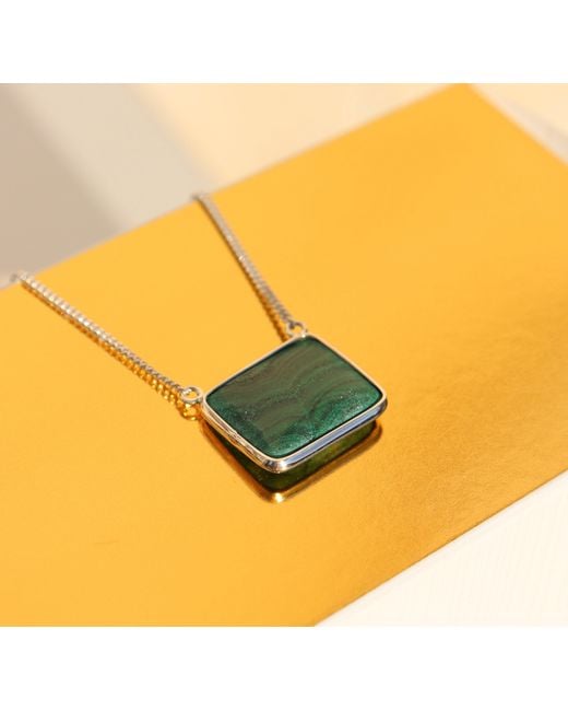 FV Jewellery Green La Stèle Malachite Square Necklace