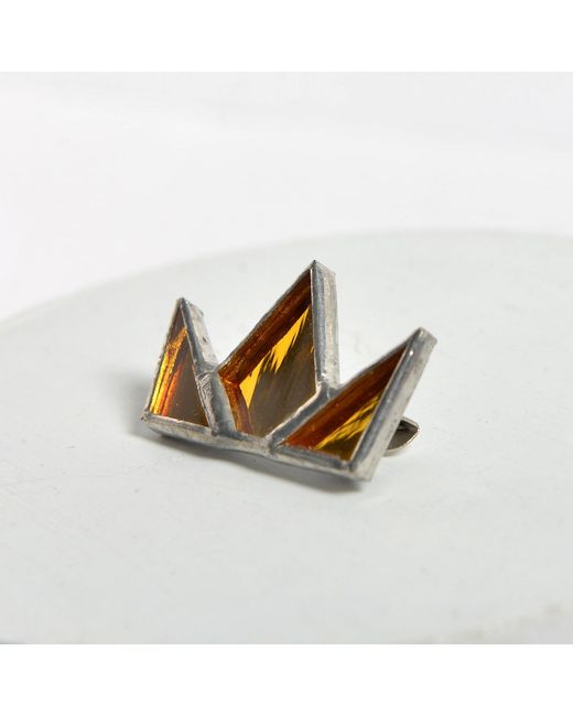 Laura Daili Yellow Golden Crown – Mirror Brooch