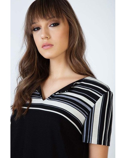 Conquista Black Stripe Detail A Line Dress