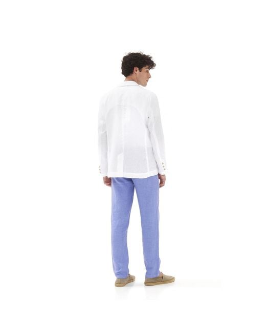 Haris Cotton White Solid Lapel Neck Linen Blazer for men