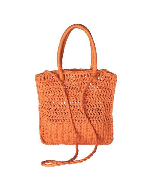 2KStyle Orange Tamuna Small Woven Raffia Tote Bag