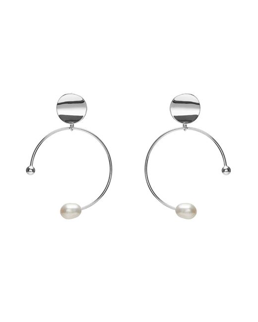 Minimalisa Concept Srl Metallic Pearl On Circle Earrings