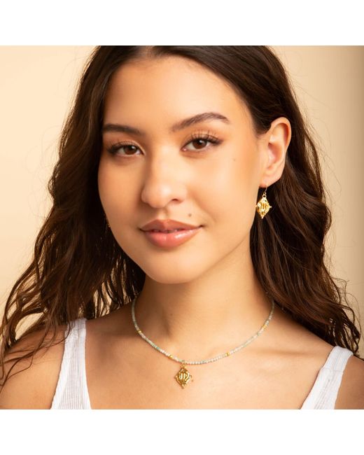 Seven Saints Metallic Virgo Gemstone Choker Necklace, Amazonite, Plated
