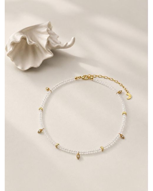 Aurozia White Lotus Within Vermeil Starlit Moon Phantom Quartz Choker Necklace & Bracelet