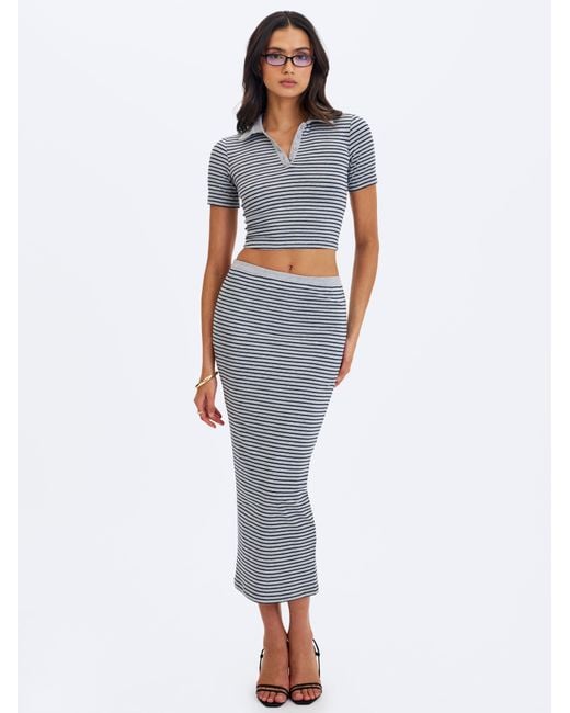 Miss Circle New York Blue Westley & Lyocell Jersey Striped Polo Top
